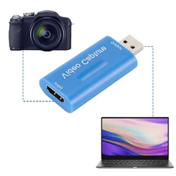 4K Video Capture Card USB2.0 2 Grabber Recorder for PS4 Game DVD Camcorder Camera Recording Live Streaming Blue Show