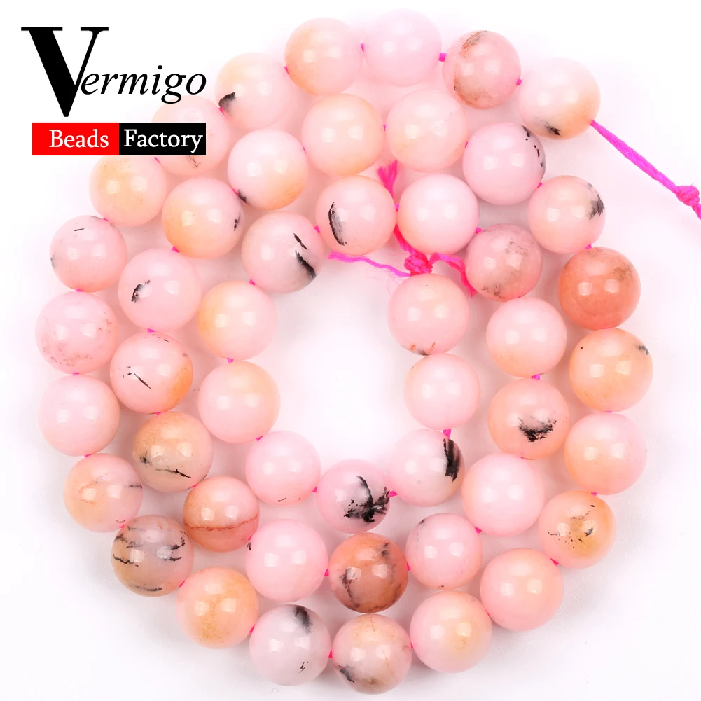 4-10mm 천연석 아쿠아 마린 인회석 오팔 전기석 옥 라운드 비즈 쥬얼리 만들기 용품 DIY 팔찌 액세서리