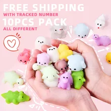 Popit – balle anti Stress, 10 pièces, jouet en forme d'animal, Kawaii, Mochi à presser, jouet anti Stress, cadeau amusant, I1662H