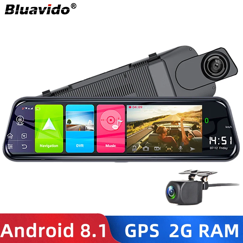 Зеркало видеорегистратор Bluavido 10 дюймов 4G ADAS Android GPS FHD 1080P|Видеорегистраторы| |