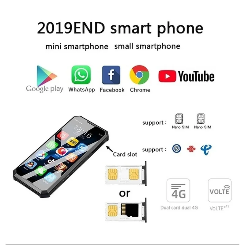  Small mini 4G smartphone Adroid 8.1 MTK6739 Quad Core Dual SIM fingerprint Unlock mobile phone Goog