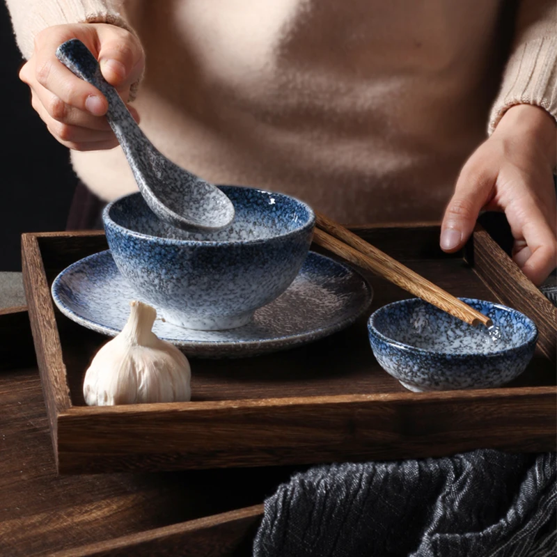 4pcs Japanese One person Food Tableware Simple Retro Ceramic Rice Bowl