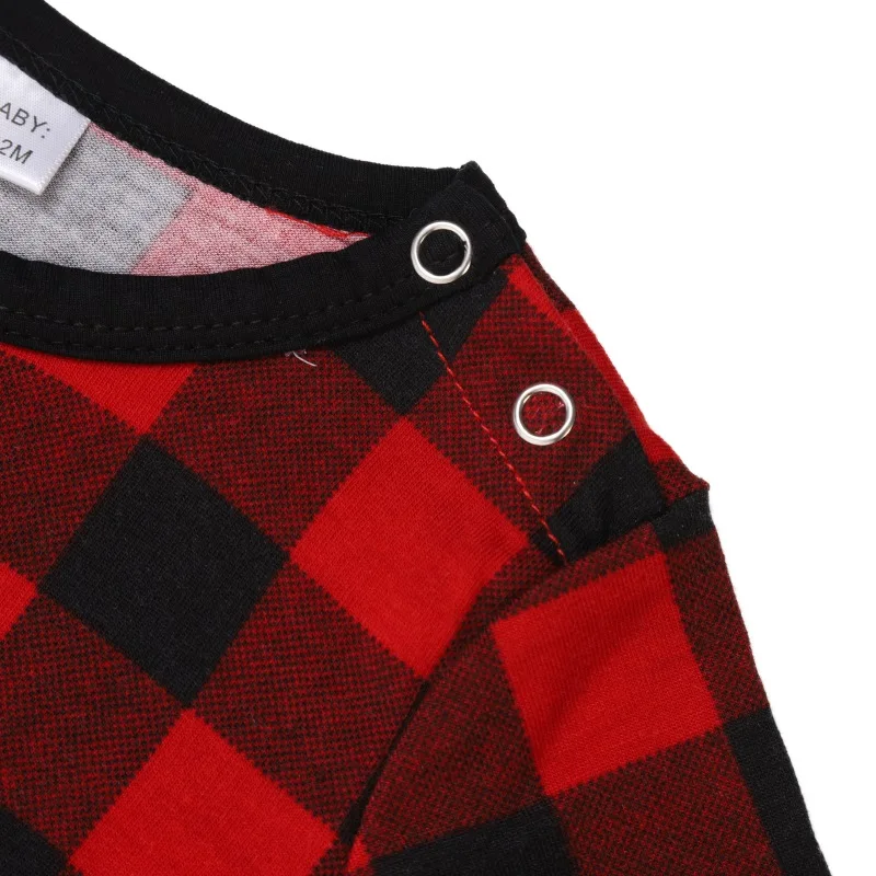 Christmas Matching Family Clothes Homewear Black And Red Plaids Leisure Pajamas For Mom, Dad, Kid, Baby Red XXL