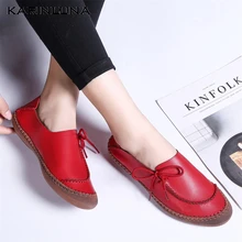 KARINLUNA/Новые брендовые водонепроницаемые мокасины из натуральной кожи размера плюс 45 женская обувь для отдыха удобная женская обувь на плоской подошве для мам