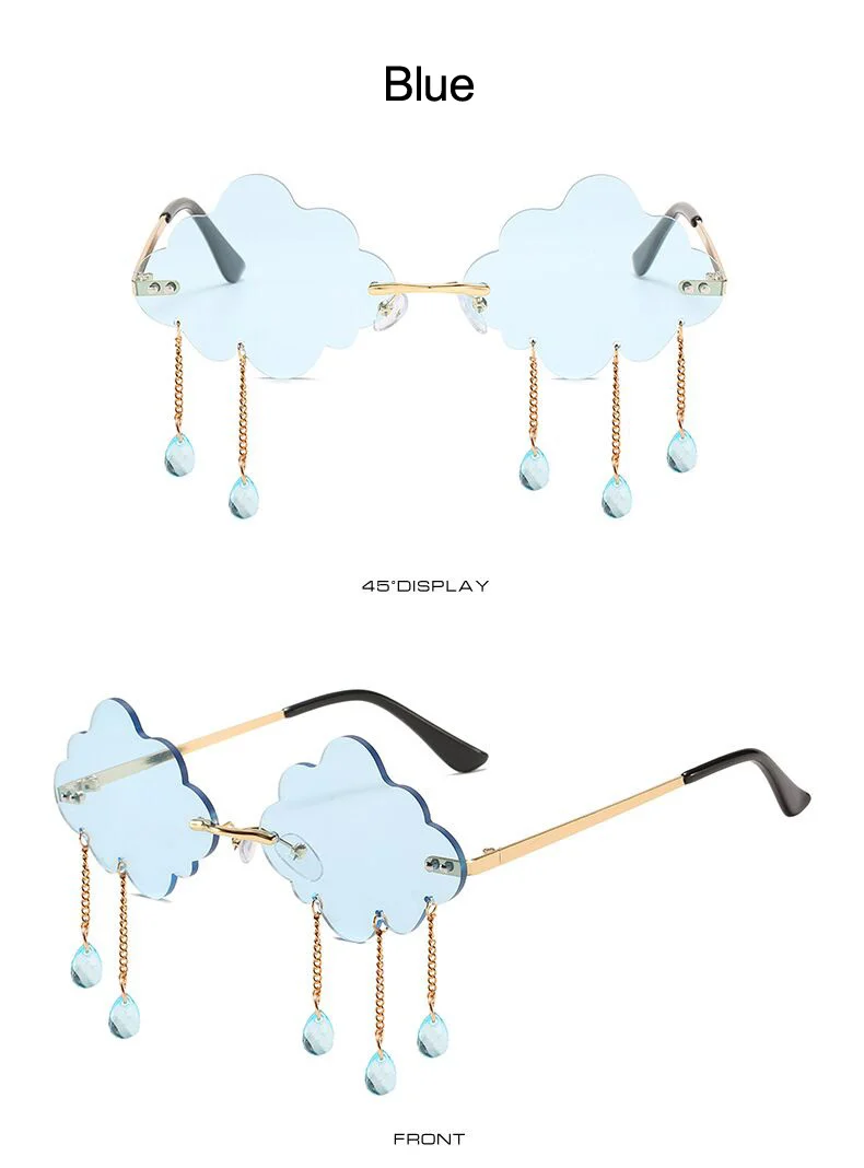 Vintage Rimless Sunglasses Woman Fashion Clouds Sun Glasses Female Retro Tassel Raindrop Trending Oculos De Sol Feminino_voghion.com