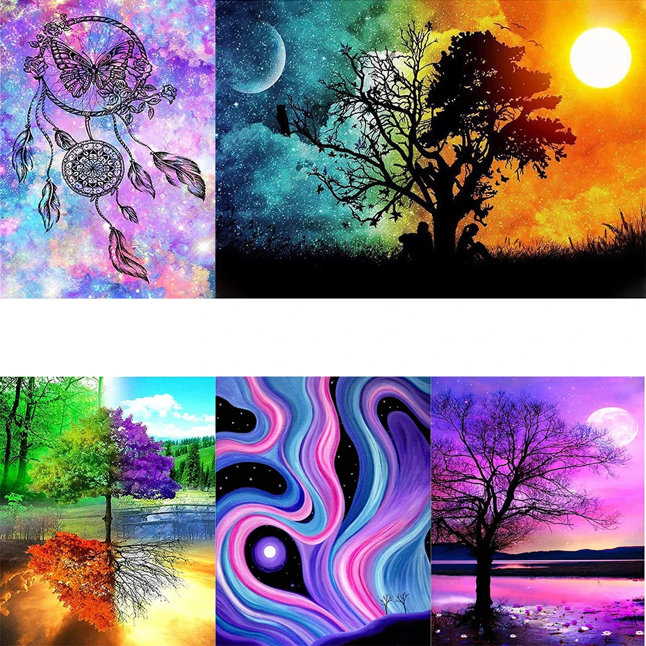 

AMTMBS Season Landscape DIY Painting By Numbers On Canvas DIY Handicraft Adult Coloring By Number Acrylic Paints Unique Gift