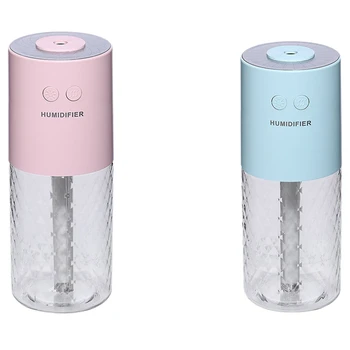 

2 Pcs Mini Air Humidifier USB Charging Led Night Light Aromatherapy Essential Oil Aroma Diffusers,Coral Blue & Pink