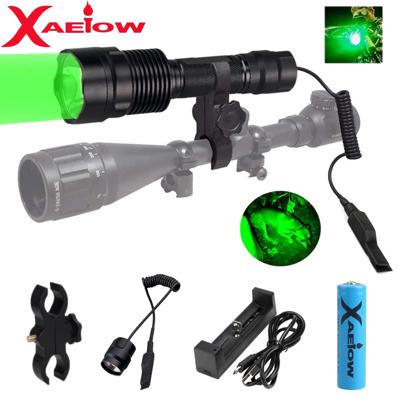 

C12 GREEN T6 LED L2 Tactical Flashlight USB Rechargeable Linterna Night Hunting Flashlight Torch Waterproof for 18650