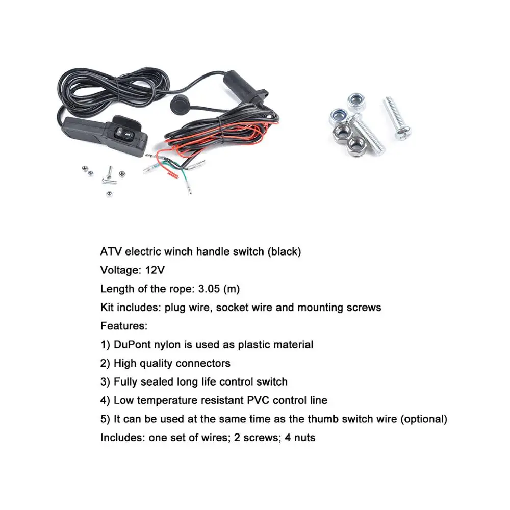 12V Пластик Лебедка для ATV UTV кулисный переключатель органы управления рулем линия Наборы электрическая лебедка ручки переключателя(черный - Цвет: 1 Set