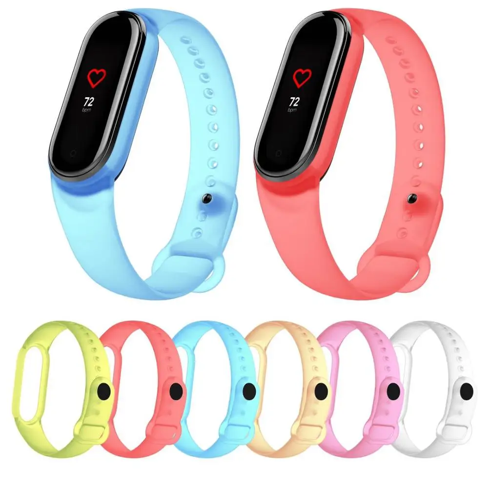 100 шт./лот прозрачный ремешок для Xiaomi Mi Band 5 или 6 сменный Браслет Силиконовый