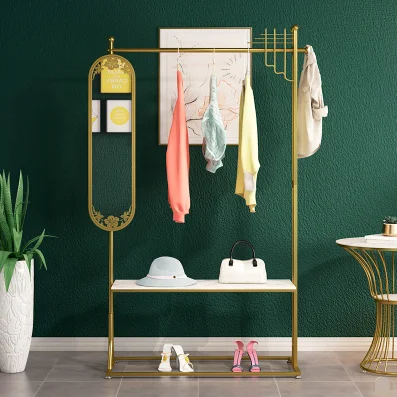 Clothes rack falling zone rotating mirror bedroom living room integrated corner porch hanging clothes shelf
