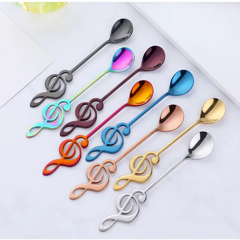 

1Pc Musical Note Shaped Coffee Spoon Coffee Stirring Scoop Stainless Steel Milk Tea Drink Cafe Scoop