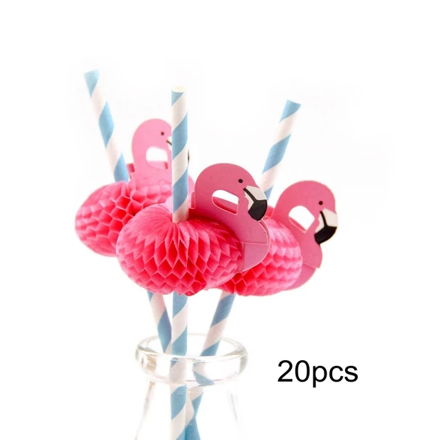 1set Flamingo DIY Paper Umbrella Drink Picks Paperboard Crafts Straws Pineapple For Summer Birthday Hawaiian Party Decorations 20pcs blue