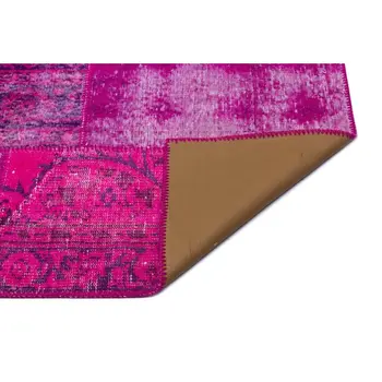 

Handmade Fuchsia Vintage Overdyed Patchwork Area Rug 160 X230 Cm-5'3''X7'7''