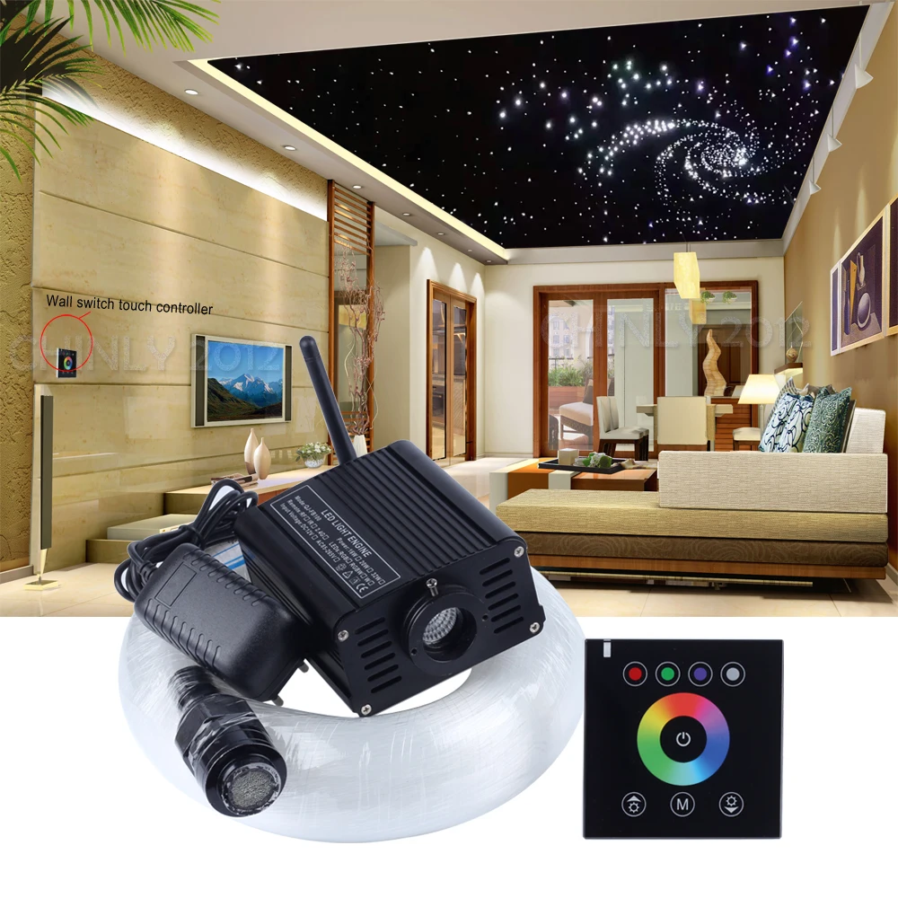 200Pcs RGBW Twinkle LED Fiber Optic Star Meteor Ceiling Kit Light Car Xmas Decor 