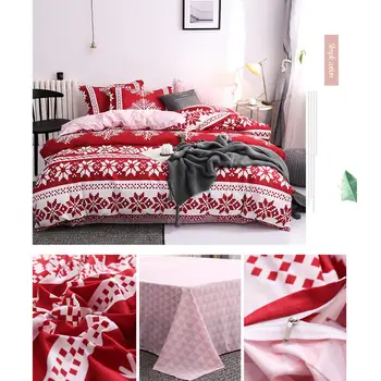

4pcs/set Bedding Set Snowflake Pattern Soft Comfortable Quilt Cover Pillow Cover Bed Sheet