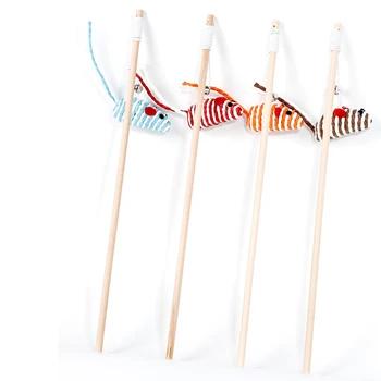 

40cm Kawaii Colorful Mouse Bell Wear Resistant Durable Teaser Toy for Cat Amusement Training Wood Rod Wand Toys Pet Supplies