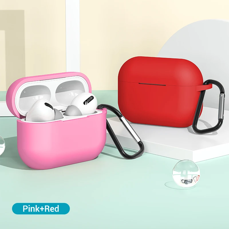 TOPK чехол для наушников для Airpods Pro Чехол Силиконовый защитный беспроводной Bluetooth наушники сумка для Apple Airpod Pro 3 Чехол - Цвет: Pink and Red