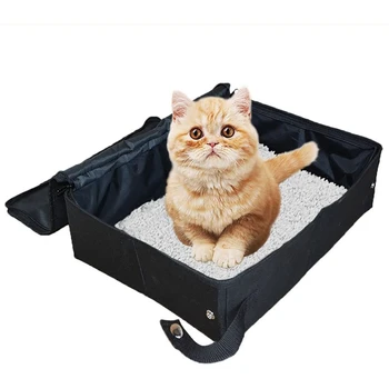 

Collapsible Portable Cat Litter Box Black for Travel Light Weight Foldable