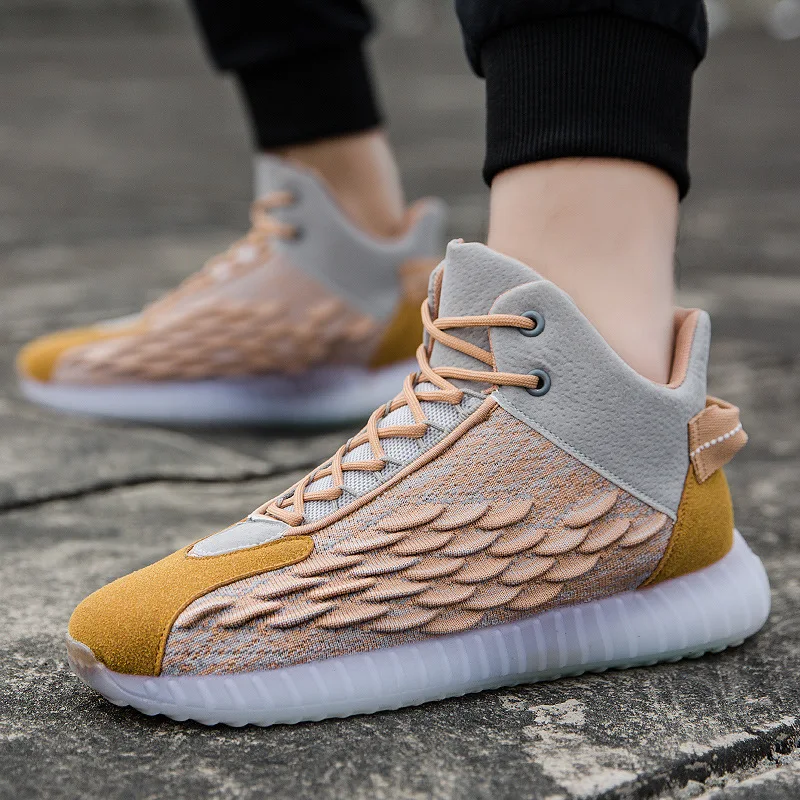 

2020 New Style Spring MEN'S SHOES Mid-top Korean-style Trend Versatile Trendy Shoes Basketball Shoes Comfortable Athletic Shoes