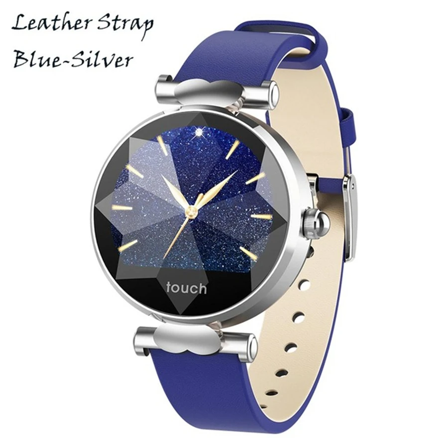 Blue-silver B80 Смарт-часы для женщин Алмазный умный браслет стекло леди Reloj кровяное давление PPG монитор сердечного ритма фитнес-трекер умный Браслет - Цвет: Blue-silver