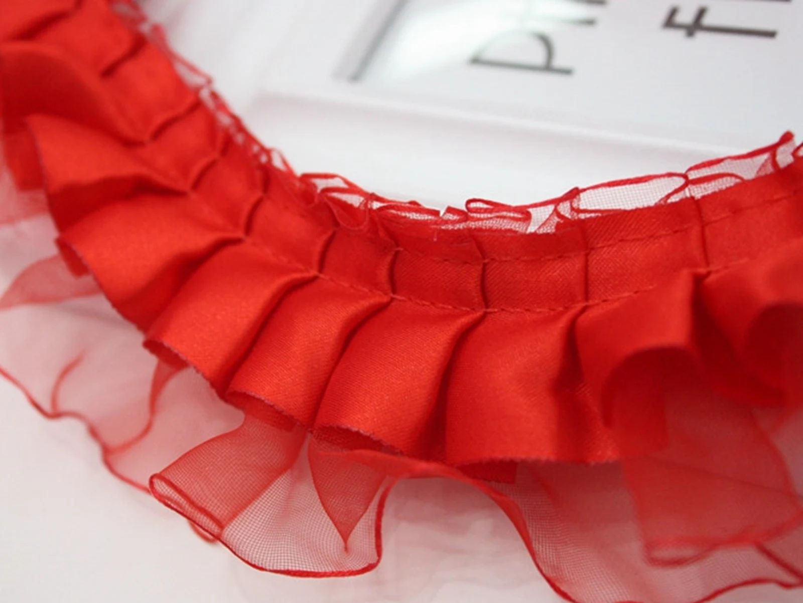 5.5 야드 (5 미터) 더블 레이어 프릴 일방 오간자 튤 새틴 리본 트림, 40mm 바느질 웨딩 공예 DIY