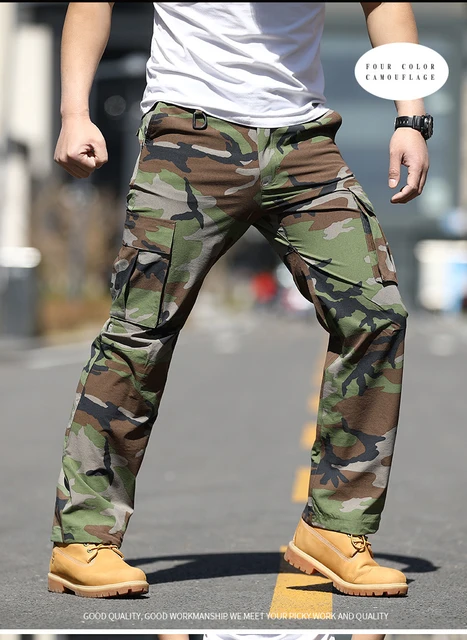 LSTGJ Camo Hombres Pantalones De Carga para Hombre Militar Negro