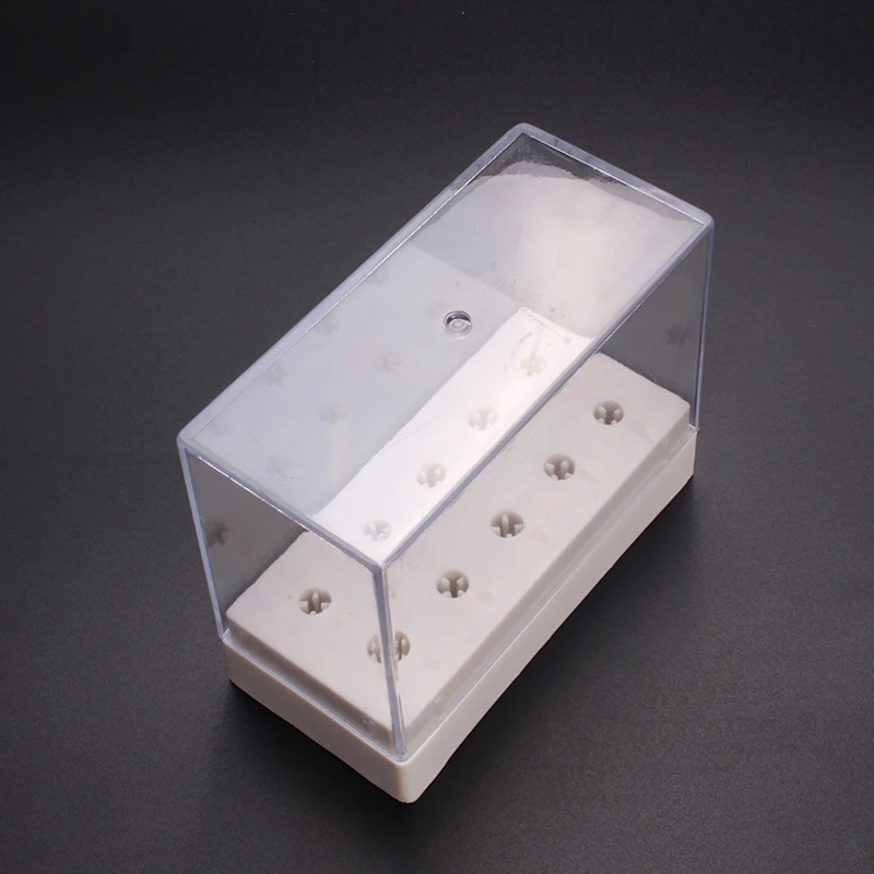 Портативный 10 отверстий ящик для хранения ногтей дрель Шлифовальная головка бит прозрачная подставка дисплей стеллаж контейнер для нейл-арта база Маникюрный Инструмент