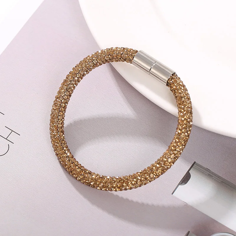 MAIKALE Высокое качество браслеты для женщин с австрийскими стразами Серебристые магнитные пряжки модные ювелирные изделия блестящие стразы для женщин подарок - Окраска металла: 1