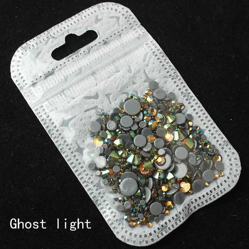 Ghost light Смешанные размеры 40 цветов кристалл AB исправление стразы, Стекло Стразы исправленное железо на Стразы для дизайна ногтей шитье и ткань Decoret - Цвет: Ghost light