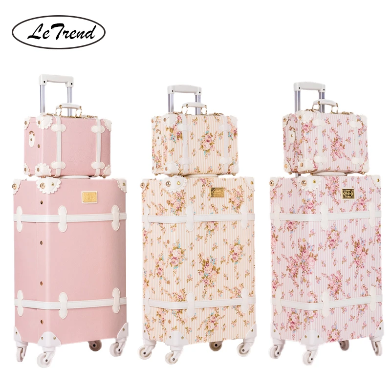 LeTrend Juego de maletas giratorias Retro de 26 pulgadas para mujer, Maleta de viaje con ruedas, Maleta de Maleta cabina Vintage|Maletas| - AliExpress