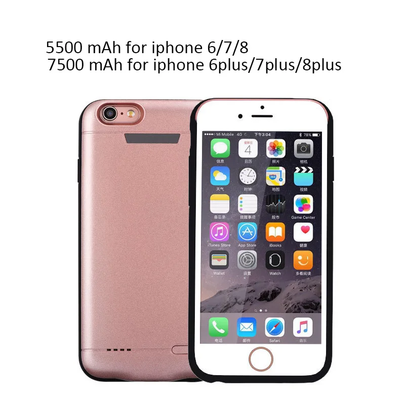 

Battery clip Charger Case For iPhone 6 7 8 6s Plus Battery Power Bank Charging Cases Charger Ultra Slim for iphone 7 8 7500 mAh