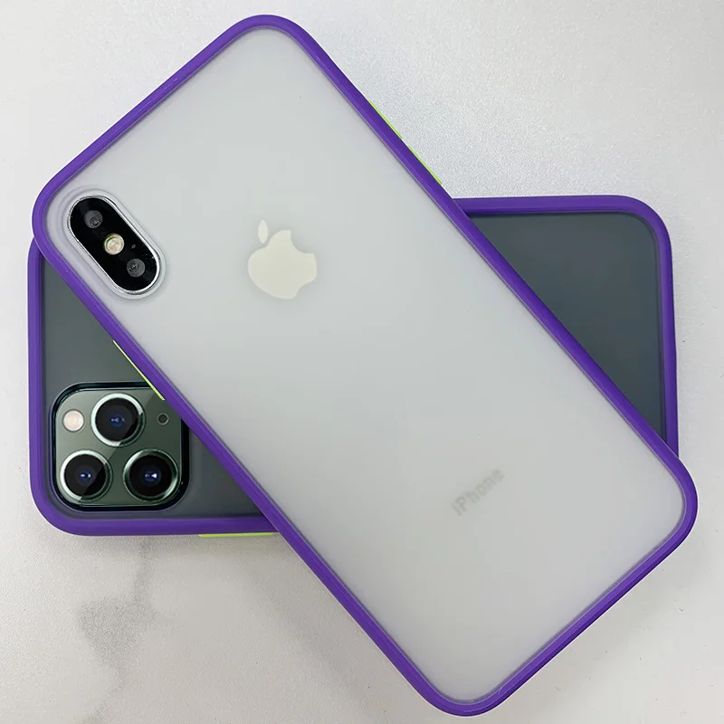Полупрозрачный противоударный чехол для iPhone XR 11 Pro XS Max X Роскошный чехол для iPhone 7 8 6 S 6 S Plus 7Plus 360 Защитный силиконовый чехол - Цвет: Purple PY