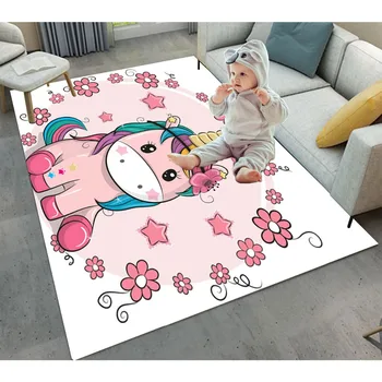 

Kids Unicorn Stars Flowers Rugs And Carpets For Baby Home Living Room Large Bedroom Parlor Hallway kitchen Door Floor Bath Mats