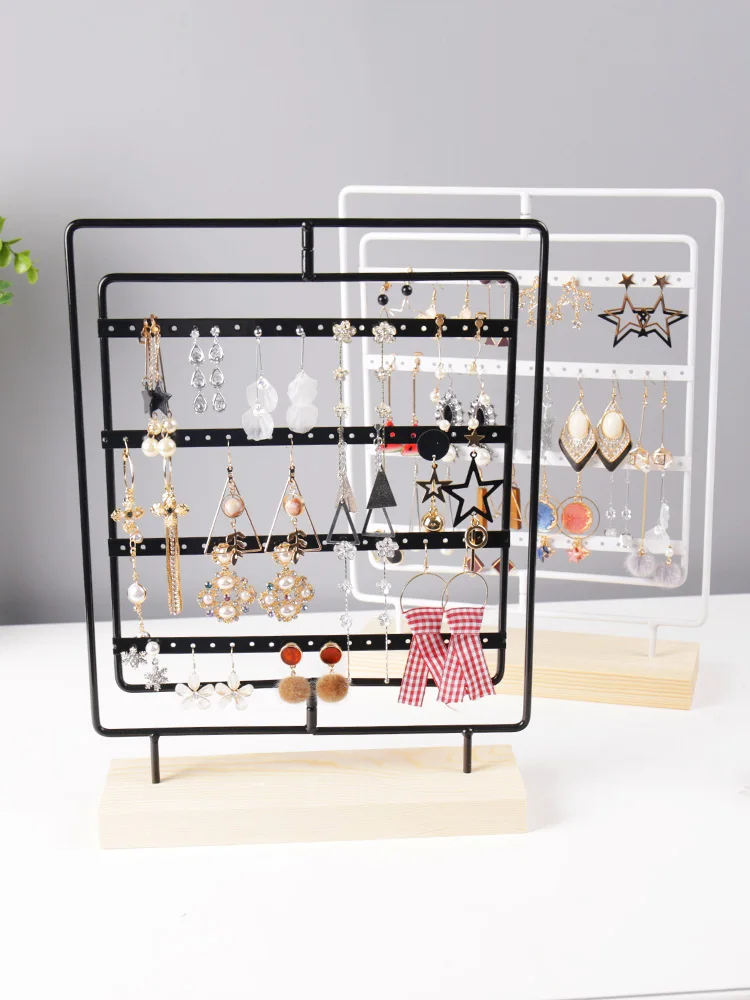 Desktop wooden Earring storage rack Earrings Necklace Ring Pendant Bracelet Jewelry Display Stand Storage jewelry Earring holder