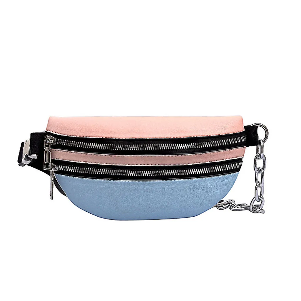 Женская спортивная поясная сумка в стиле Харадзюку, Лоскутная уличная сумка с карманом, один пояс для денег, сумка через плечо для женщин, nerka damsk - Цвет: Синий