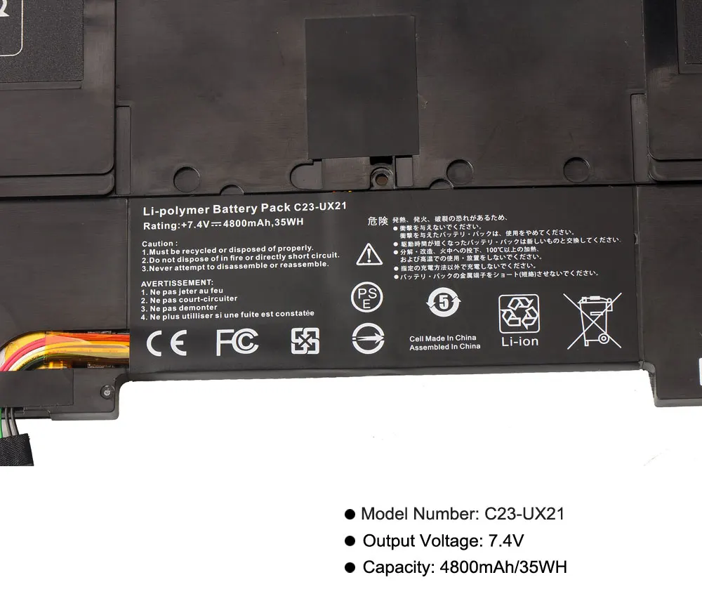 Kingsener C23-ux21 C23 Ux21 Bateria do Portátil para Asus Zenbook Ux21 Ux21a Ux21e Ultrabook Série 7.4v 4800mah - Imagem 4