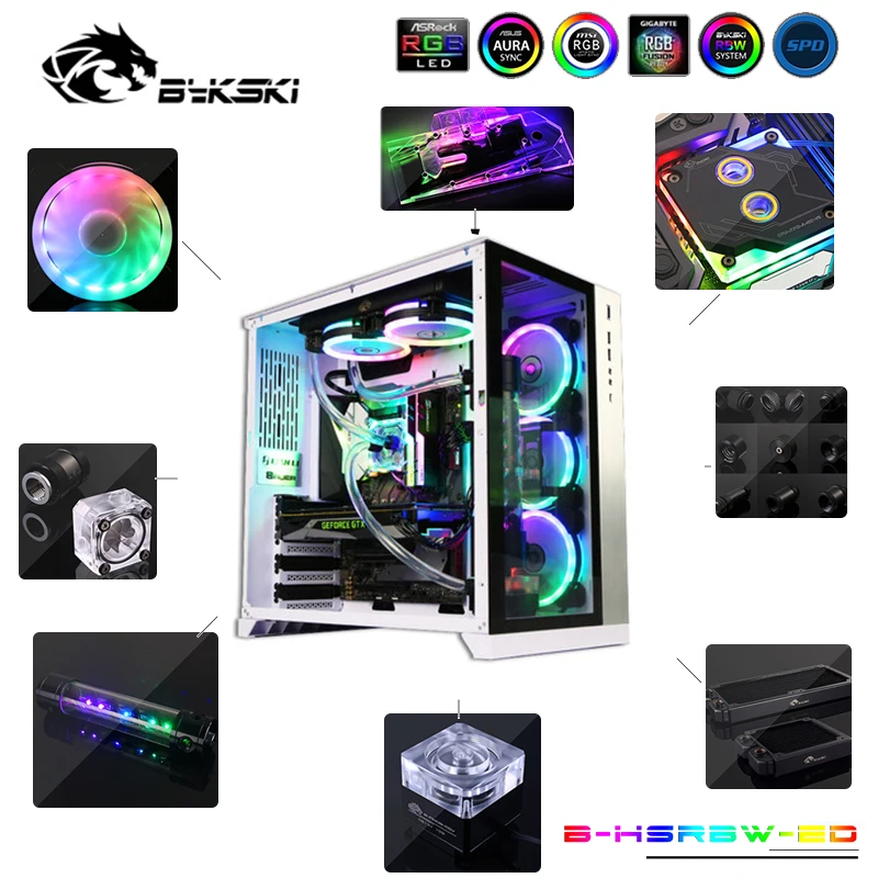^Cheap Bykski B-HSRBW-ED Water Cooling Kit CPU/GPU Host Soft Tubing DIY Whole Set Cooler Solution Radiator Heatsink RBW/RGB Customize