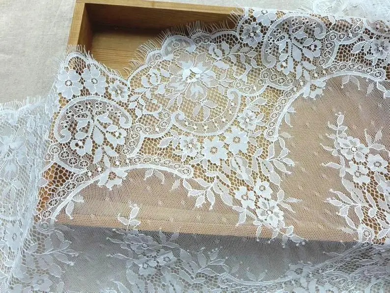 Chantilly Wedding Lace Trim White Floral Lace For Veils Lingerie Victorian Gowns