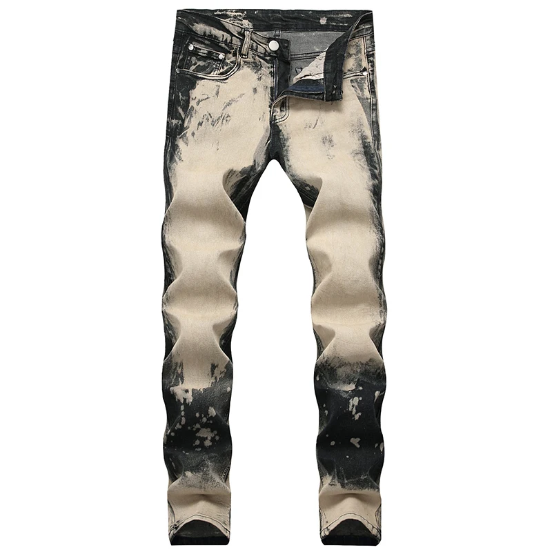 Мужские узкие Стрейчевые джинсы tie dye, плюс размер, потертые джинсовые штаны