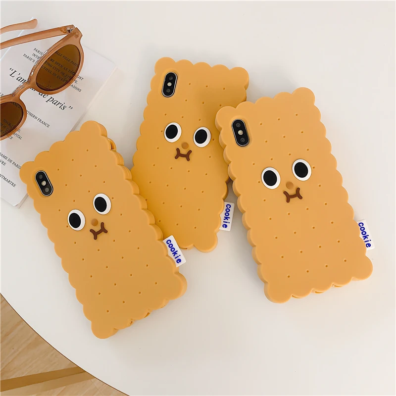 

Cute Cookie Pattern Phone Case For iphone XS Max XR X Back Case For iphone 6 6s 7 8 Cover Soft Silicone Cases Funny Cartoon Capa