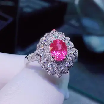 

H620 Pink Sapphire Ring Real Pure 18 K Natural Pink Sapphire Gemstones 1.13ct Diamonds Stone Female Ring