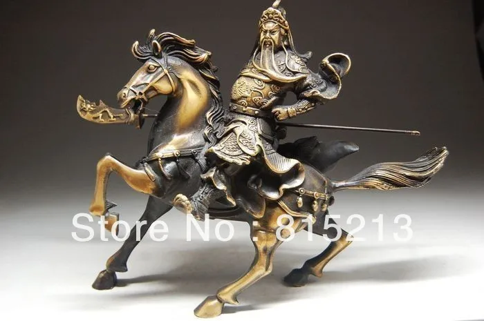 00021 Rare Fine Chinese Bronze Statue Guan Gong& Horse