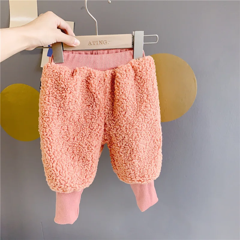 Штаны для девочек Детские Зимние Брюки флисовые штаны для малышей детские штаны для мальчиков и девочек повседневные теплые детские штаны, одежда для детей от 1 до 4 лет - Цвет: Оранжевый
