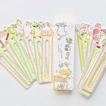 

30 pcs /Box Naughty Cats Parrot Bear Paper Card Bookmark With Ruler Marker of Page School Supply