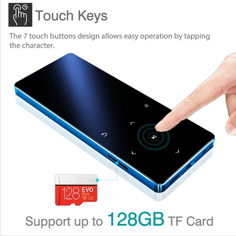 Mp3 плеер с Bluetooth динамиком сенсорная клавиша встроенный 8 ГБ 16 32 40 Hi Fi