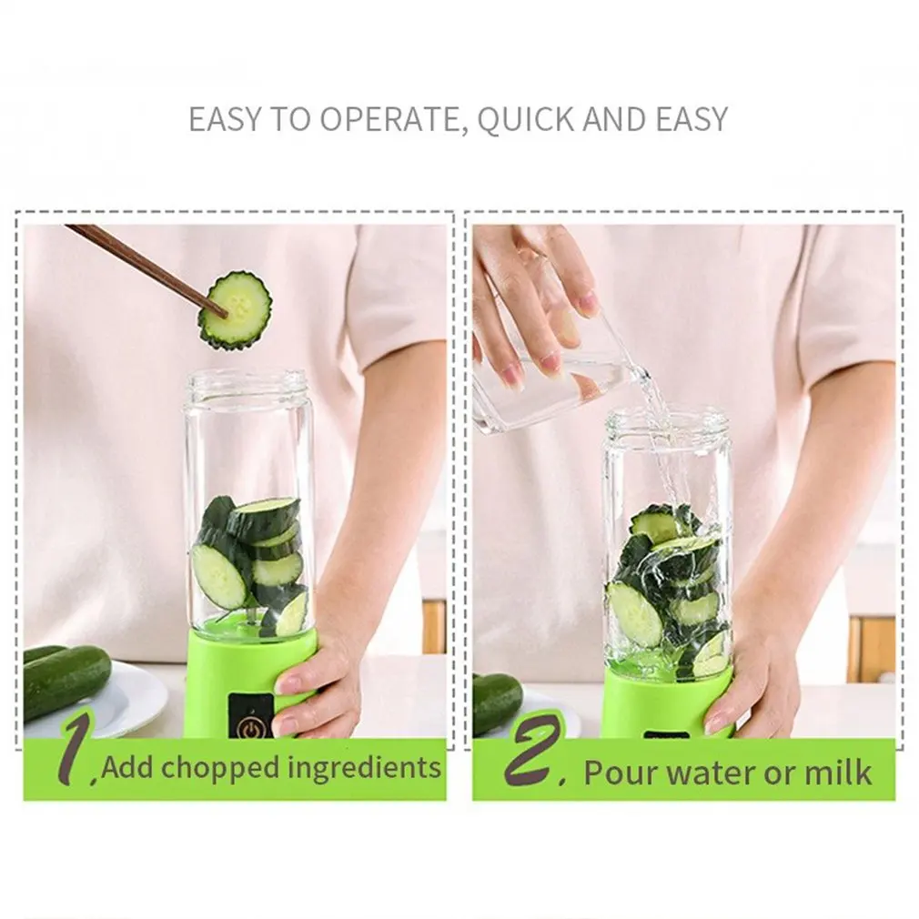 380ML Electric USB Rechargeable Portable Juicer Smoothie Blender Machine Mixer Juice Cup Maker Fast Blenders Food Processor