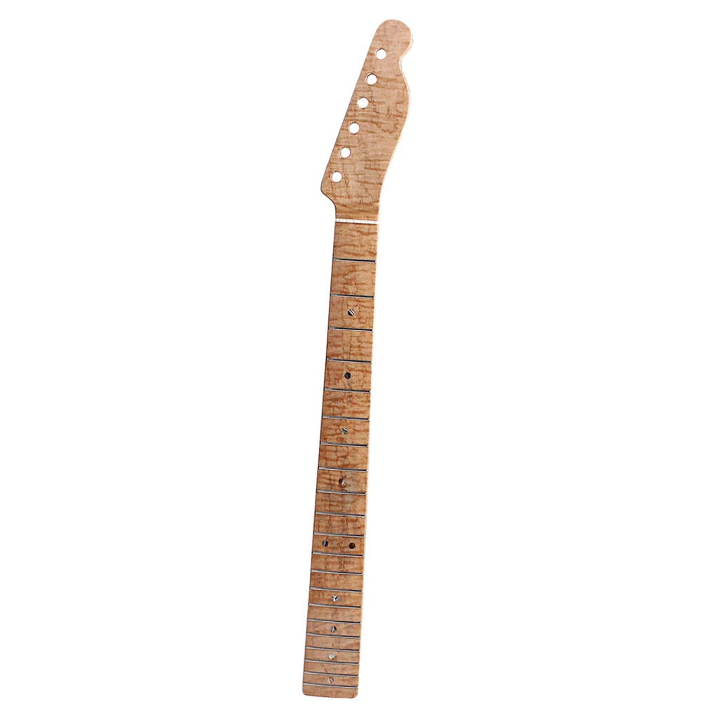 

21 Fret Tiger Flame Maple Guitar Neck Replacement Maple for Telecaster Electric Guitar with Dots Natural Glossy, 26x2.2 inch