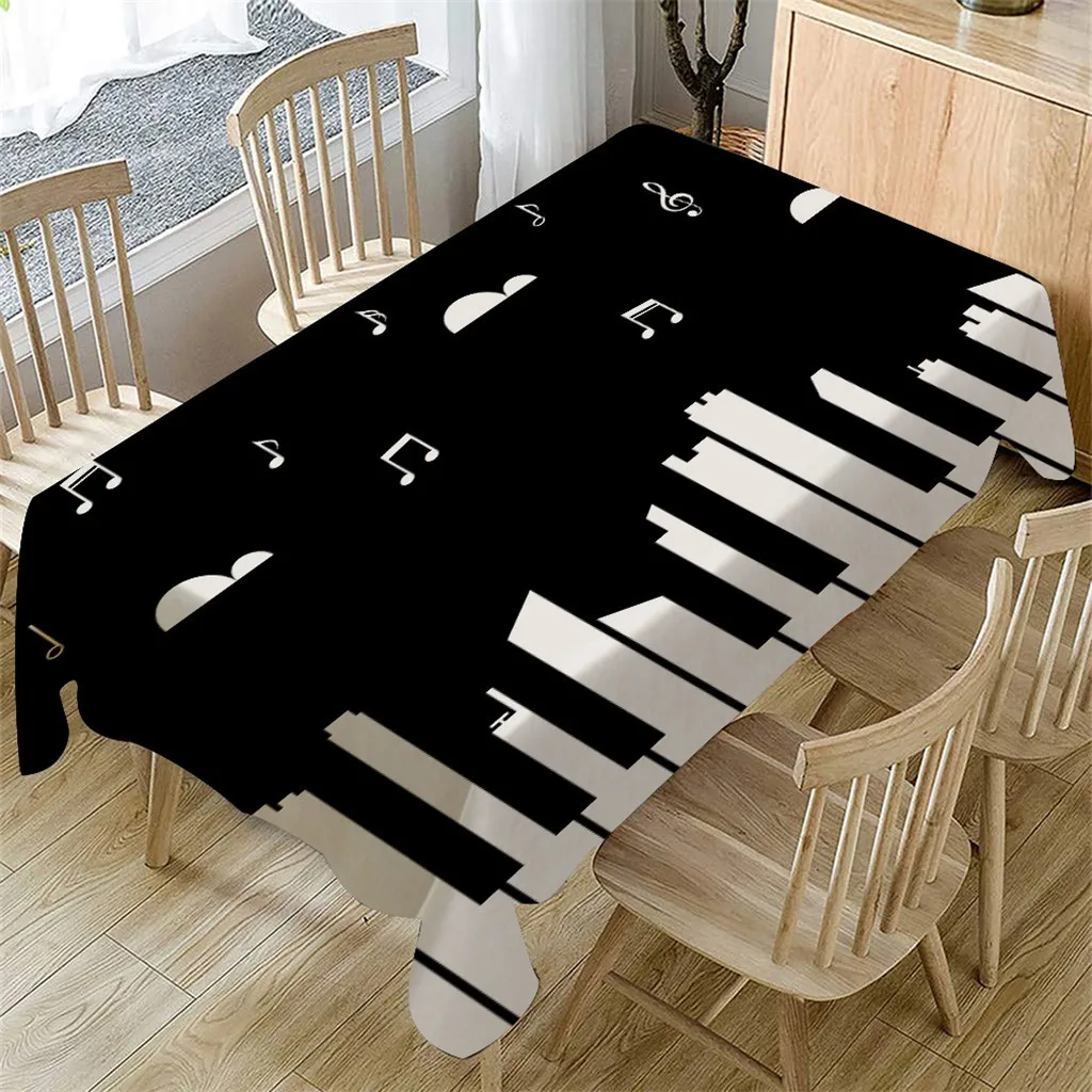 Скатерть с изображением фортепиано и музыки, 140X80 см, прямоугольное покрытие для чайного стола, Декор для дома, элегантная льняная смесь, защита от морщин, XJ