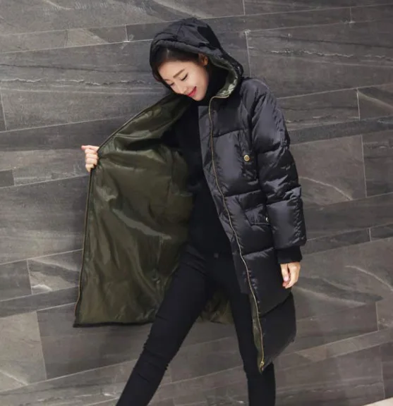 

2018 New Style Winter down Jacket Cotton-padded Clothes Women's Mid-length down Coat Europe And America Fashion Loose Versatile